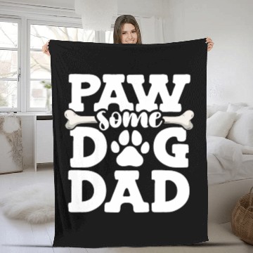 Discover Paw Some Dog Dad Doggy Bone Daddy Animal Lover Dog Fleece Blankets