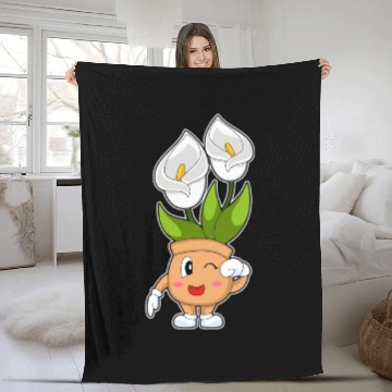 Discover Plant Pot Calla Lily Flower Fleece Blankets