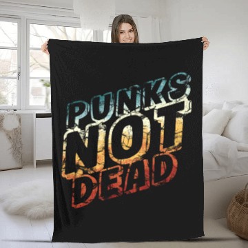 Discover punks not dead - retro punk rock Fleece Blankets