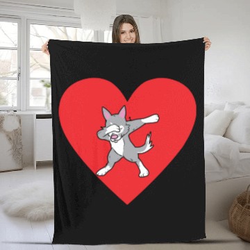 Discover Siberian Husky Dog Dabbing I Love My Husky Fleece Blankets