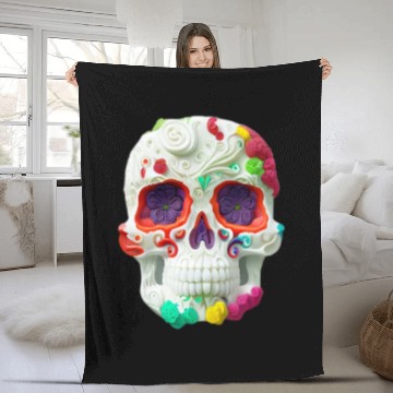 Discover Day of the dead, colorful Skull Fleece Blankets