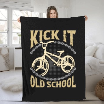 Discover BMX Racing Kick It Old School Cycling BMX Rider Fleece Blankets