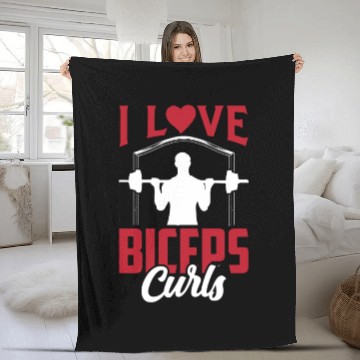 Discover I Love Biceps Curls Curl Sayings Muscle Workout Fleece Blankets