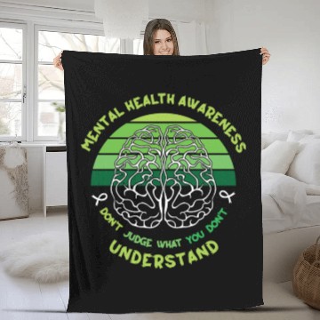 Discover May Green Mental Health Awareness Month Brain Fleece Blankets