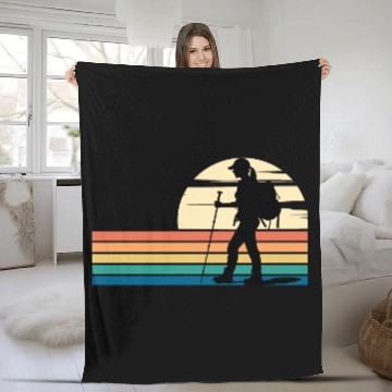 Discover Hiking Female Hiker Colorful Fleece Blankets