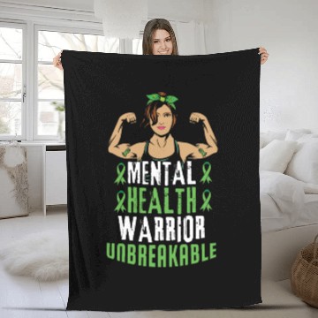 Discover Green Mental Health Warrior Awareness Month Fleece Blankets