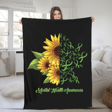 Discover Sunflower May Green Mental Health Awareness Fleece Blankets