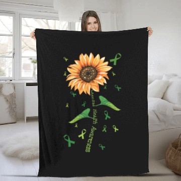 Discover May Green Mental Health Awareness Sunflower Fleece Blankets