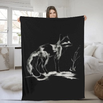 Discover Fox Sumie Painting Kitsune Japanese art Fleece Blankets