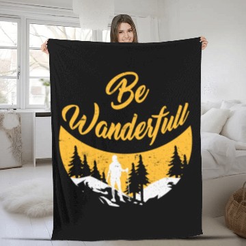 Discover Wanderlust Be Wanderfull Mountain Fan Hiking Fleece Blankets