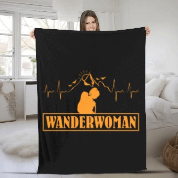 Discover Wanderwoman Mountaineer Wanderlust Hiker Fleece Blankets
