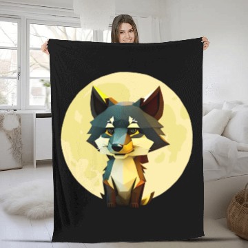 Discover Wolf howling at the moon graphic Fleece Blankets