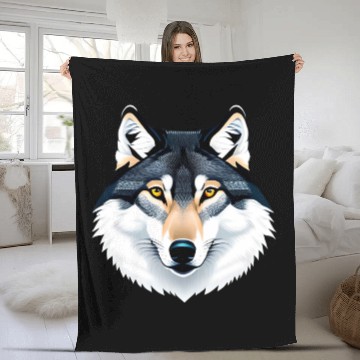 Discover Wolf howling at the moon graphic Fleece Blankets
