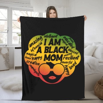 Discover I Am A Black Mom Melanin Juneteenth Mother's Day Fleece Blankets