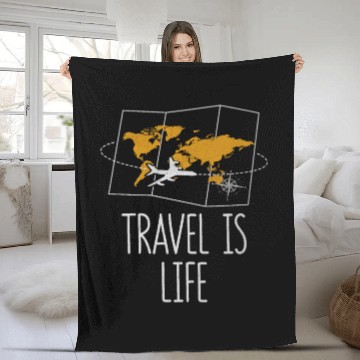 Discover Travel Is Life Traveling Relaxation Adventure Fleece Blankets