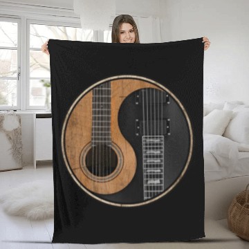 Discover Ying Yang Guitar ArTwork Fleece Blankets