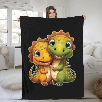 Discover Cute dino dinosaur siblings brothers kids love Fleece Blankets