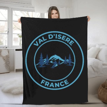 Discover Retro cool Skiing in Val d'Isere France Fleece Blankets