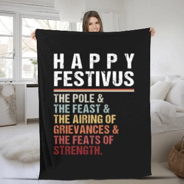 Discover Happy Festivus Christmas Holiday Retro Vintage Fleece Blankets