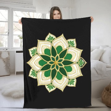 Discover green mandala for islamic holidays Fleece Blankets