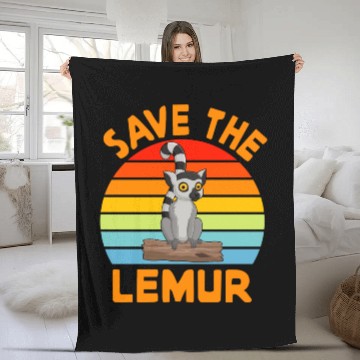 Discover Save The Lemur I Lemur Monkey I Cute Lemur I Kids Fleece Blankets