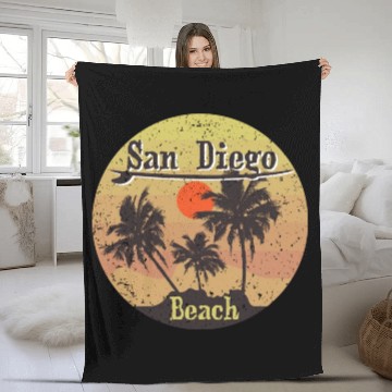 Discover San Diego Beach Surfing Fleece Blankets 12166736 09