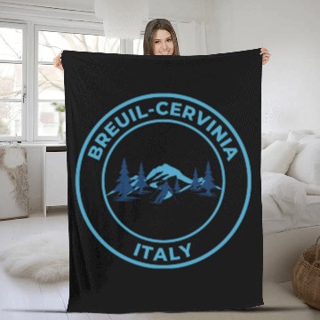 Discover Retro cool Skiing in Breuil Cervinia Italy Blue Fleece Blankets