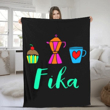 Discover Fika Swedish Sweden Coffee Break Fleece Blankets