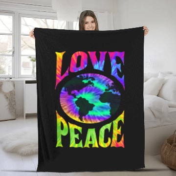 Discover Peace Love earth 60S 70S Tie Dye Hippie ONLY PEACE Fleece Blankets