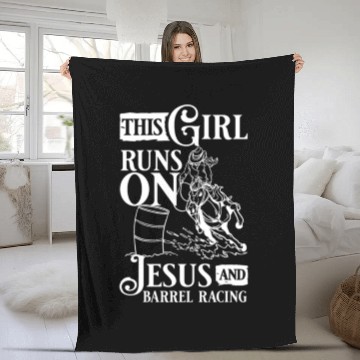 Discover This Girl Runs Jesus Barrel Racing vintage Fleece Blankets