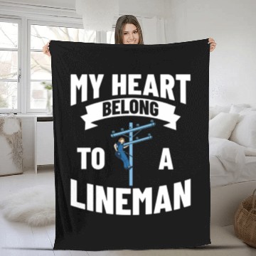 Discover Lineman Lineworker Powerline My heart humor Fleece Blankets