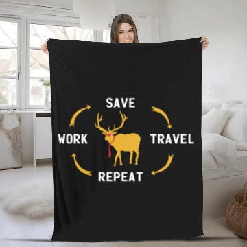 Discover Work Save Travel Vacation Holidays Adventure Camp Fleece Blankets