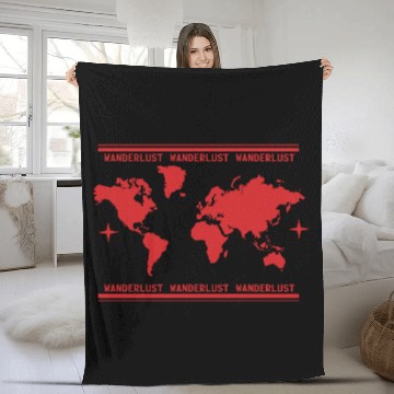 Discover Vacation Explore Holidays World Map Wanderlust Fleece Blankets