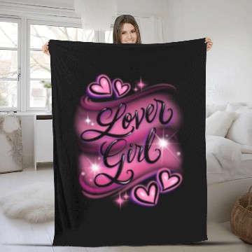 Discover Lover Girl pink airbrush design Fleece Blankets