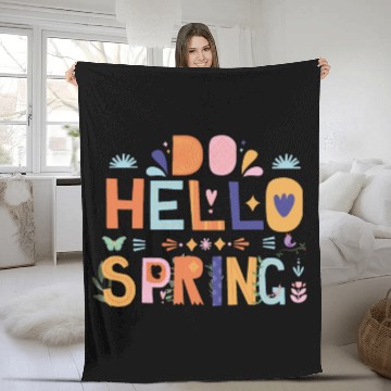 Discover Hello Spring | Colorful Seasonal Art Fleece Blankets