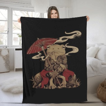 Discover Japanese Frog Chill Fleece Blankets