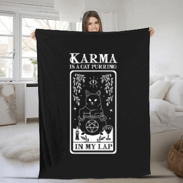 Discover Karma is a Cat Purring in My Lap Witchcraft Tarot Fleece Blankets