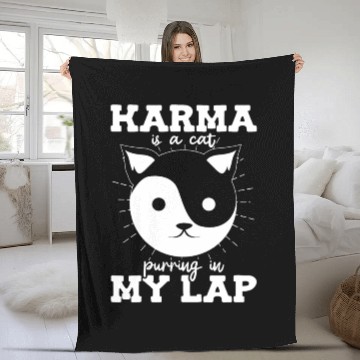 Discover Karma is a Cat Purring in My Lap Witchcraft Tarot Fleece Blankets