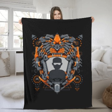 Discover border avatar lion cyberpunk WKJXVY Fleece Blankets