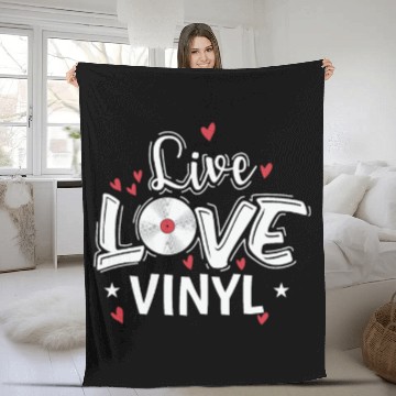 Discover Live Love Vinyl Record Music Phonogram Fleece Blankets