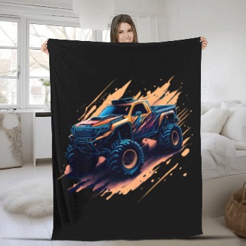 Discover Monster Truck Vehicle Car Fleece Blankets