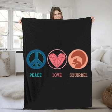 Discover Hippie Animal Lover Gift Peace Sign Squirrel Fleece Blankets