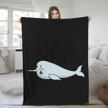 Discover Procrastinating Narwhal Lover Aquatic Animals Fleece Blankets