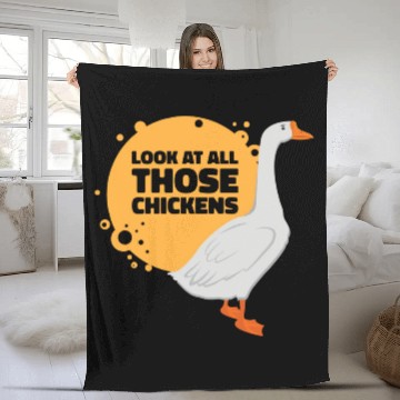 Discover Goose Chickens Farm Animal Cartoon Farmer Fleece Blankets