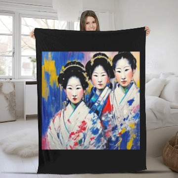Discover Group Of Noble Japanese Woman Fleece Blankets