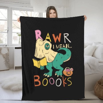 Discover Reading Teacher Halloween T Rex Ghost Book Fleece Blankets