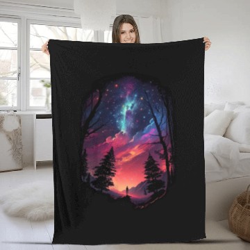 Discover Sky at night Surreal stars galaxy nature clouds Fleece Blankets