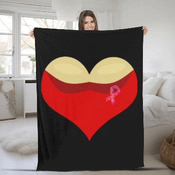 Discover Cancer awareness Boobies love heart Fleece Blankets