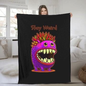 Discover Stay Weird Monster Doodle Violet Fleece Blankets