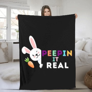 Discover Peepin it real happy easter rabbit sunday Fleece Blankets